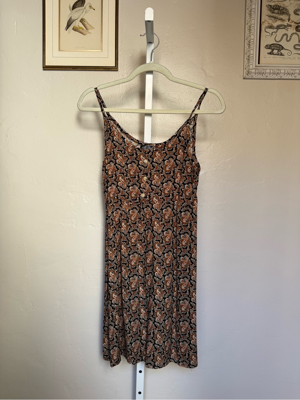 Vintage 90s All That Jazz Brown & Black Paisley Short Dress Size 3/4